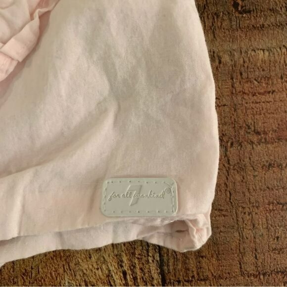 7 for all mankind light pink flutter short sleeve ruffle top with tie -12M - Picture 3 of 4